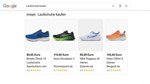 Produktraster eines Online-Shops mit Bildern, Titeln und Preisen